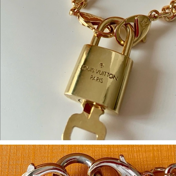 LOUIS VUITTON POLISHED AUTHENTIC LOCK & KEY ON LV CHAIN - UNISEX - Picture 5 of 7